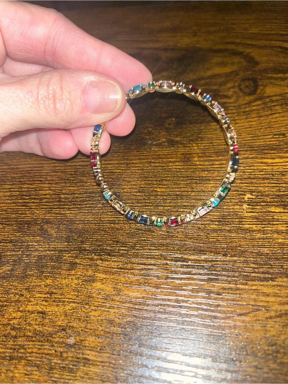 18K Gold Filled Multicolor Cubic Zirconia Open Cuff Bracelet